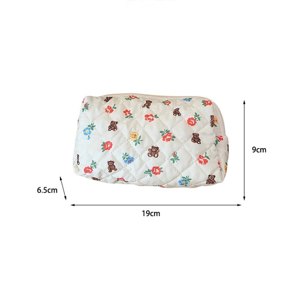 Cute Floral Print Storage Bag Large Capacity Portable Makeup Bag Multifunctional Stationery Organizer Toiletry Handbag for Girls
