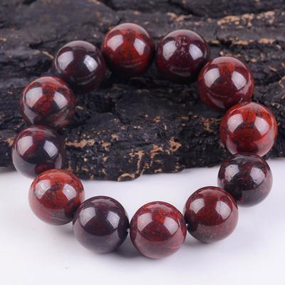 Natural Chicken Bloodstone Round Bead Bracelet Meteorite Bracelet Jewelry Gift