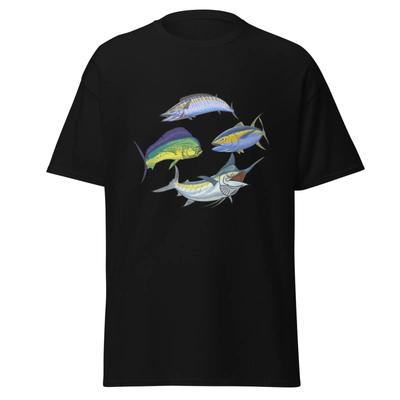 Mens Offshore Fishing T Shirt Marlin Wahoo Tuna Dorado Mahi Vintage Washed Casual Stylish Graphic Versatile Unisex Fashion