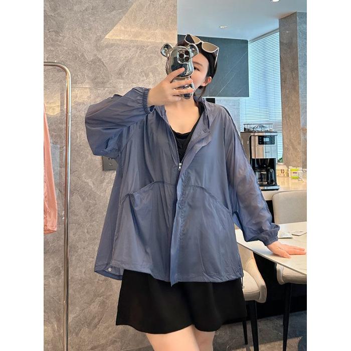 Fat Mm Ice Silk Sun Protection Clothing for Women Summer Outdoor Sports Breathable Anti-UV Sun Protection Clothing
