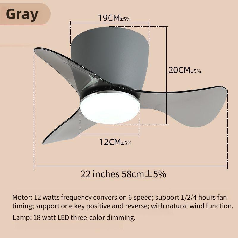 6-speed Mini 22 Inch LED Ceiling Fan With Light Household Inverter Ceiling Fan Lamp Adjustable Electric Ceiling Fan Light