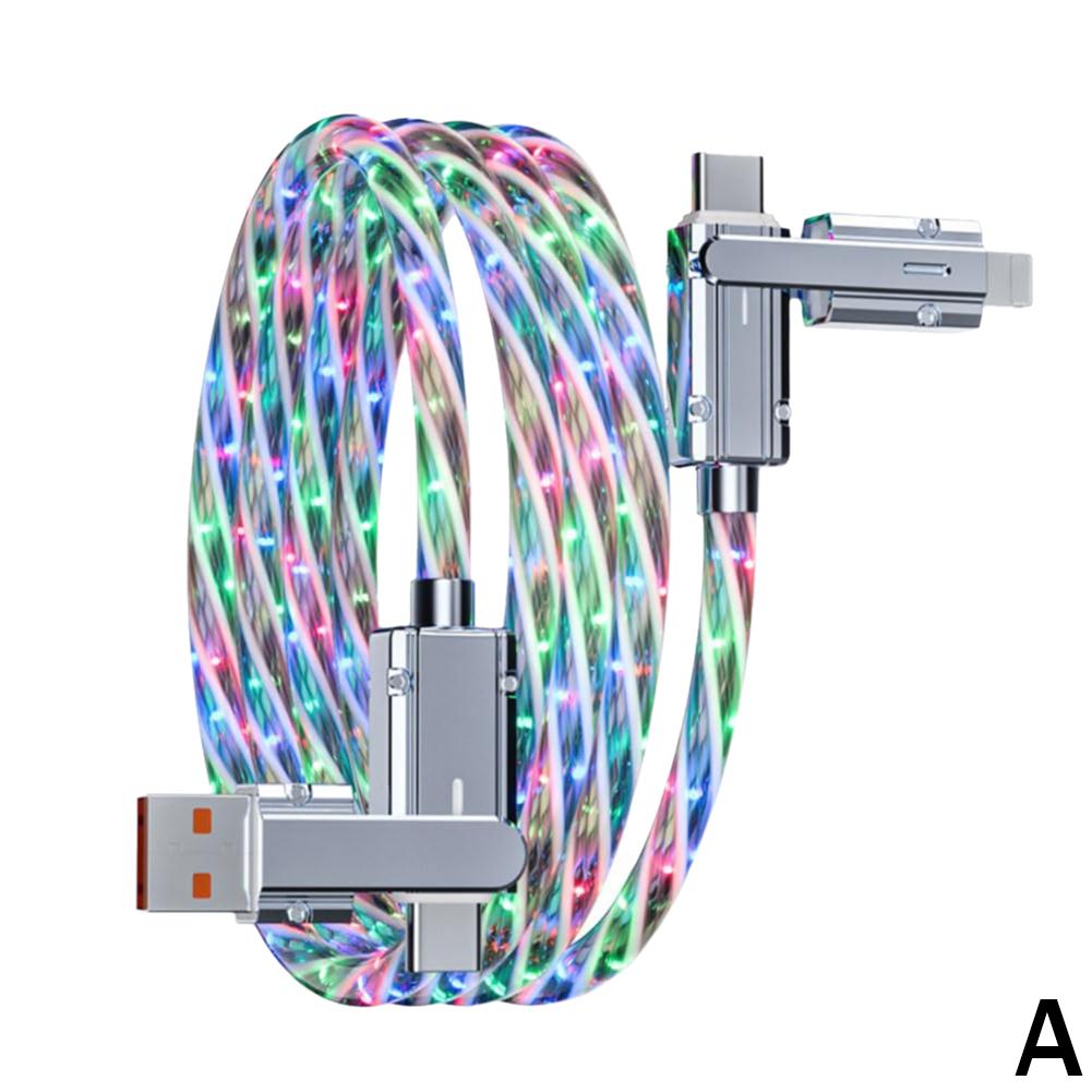 

New Starry Sky LED Multicolor Fast Charging Cable 100W LED USB Cable 4 In 1 Fast Charging Zinc Alloy Type C USB RGB Data Cable