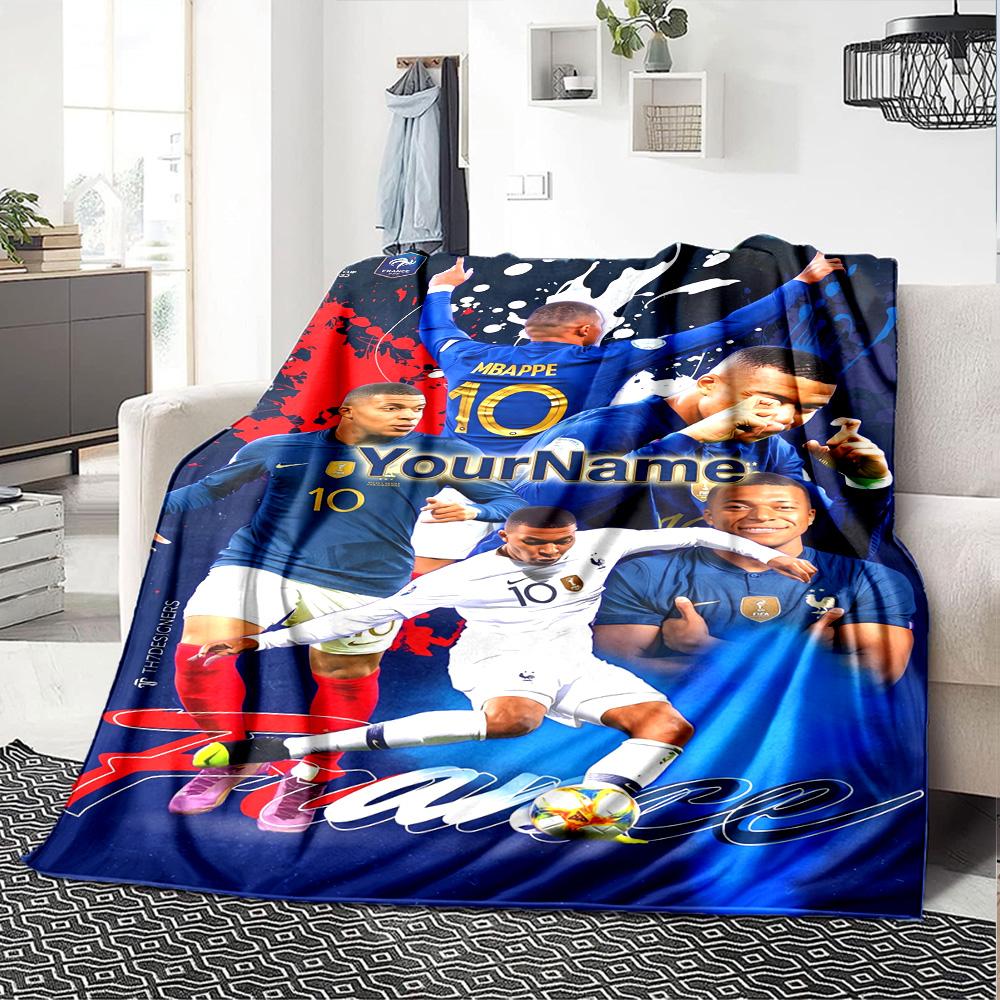 Mbappe Customize Your Name Blanket Multi-purpose Personalized Blanket Durable Comfort Great for Office Chair Living Room Home Decor Chair
