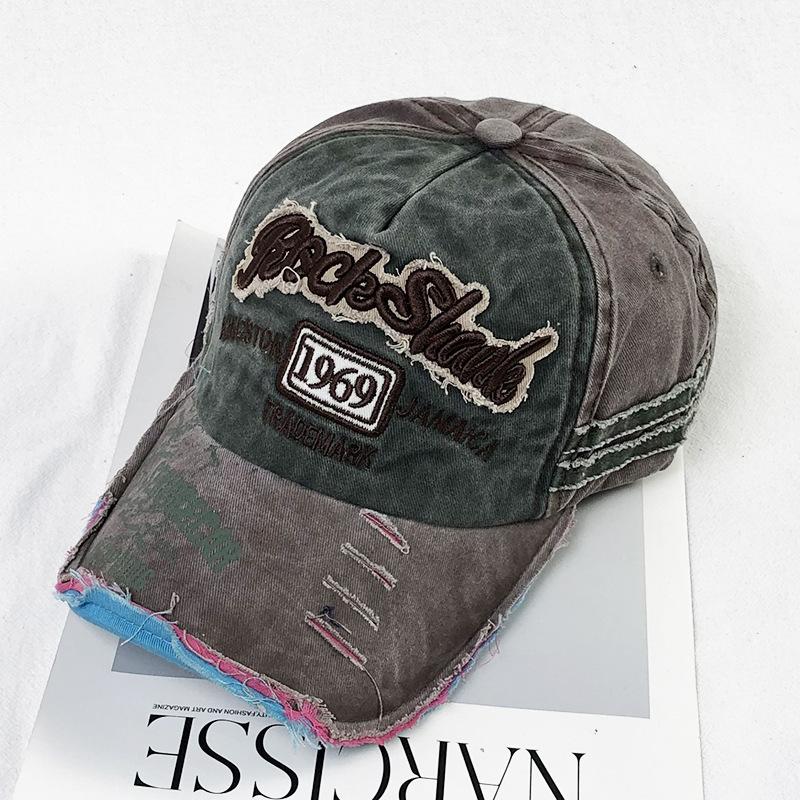 

Peaked cap men s and women s embroidery versatile letters old washed hat outdoor leisure shading baseball cap One Size
