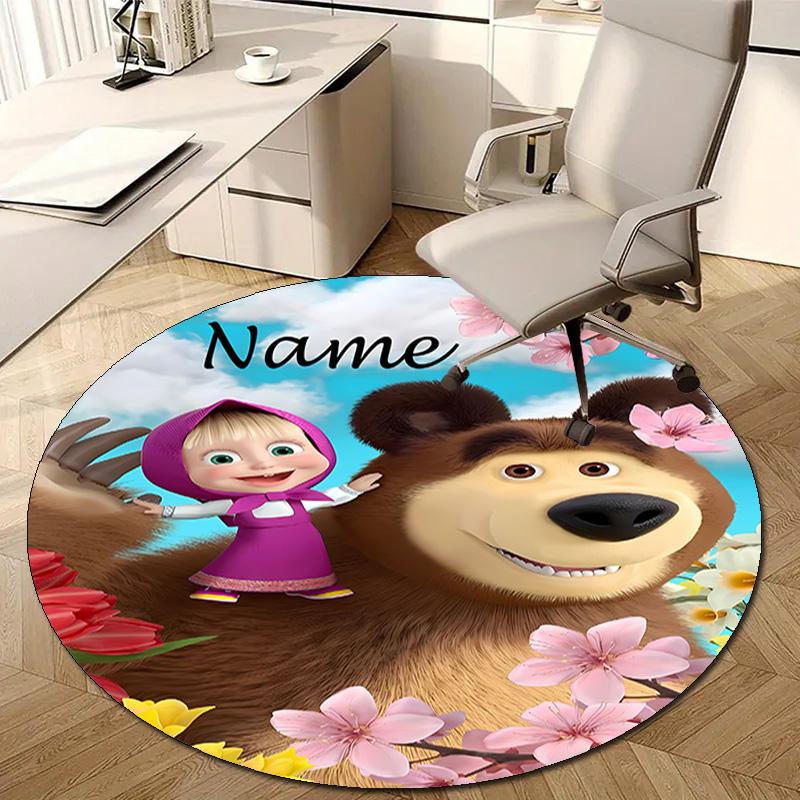 Personalized M-Masha and the Bear Round Chair Office Rug - Perfect for Mat, Office Chair & More - Ideal Gift for Birthdays and Holidays