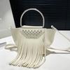 Trendy Niche Design Fringed Simple Portable Vegetable Basket Bag Personalized Rivet Versatile Spice Girl Wind Messenger Bag