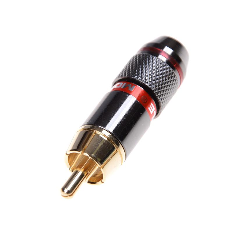 4 Pcs Rca Hi-Fi Gold-Plated Copper Male Plug Audio Connector