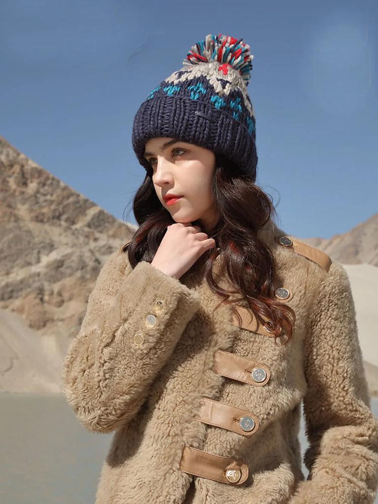 Skiing Cashmere Woman Winter Hat Autumn Beanies With Pompom Warm Wool Skullies Wholesales Acrylic Beanies Winter Hat for Woman