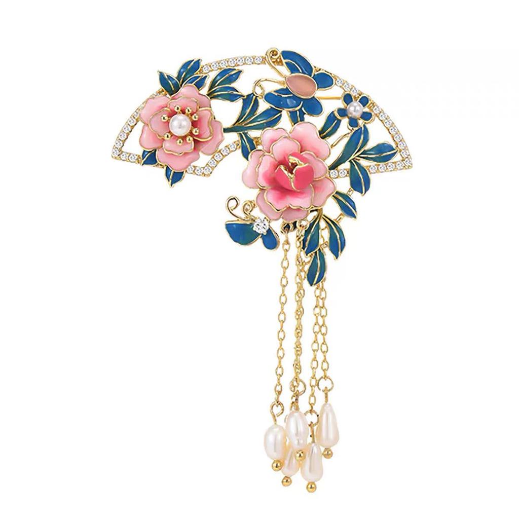 Peony Silk Tassel Corsage: Retro Cheongsam & Hanfu Brooch Accessory