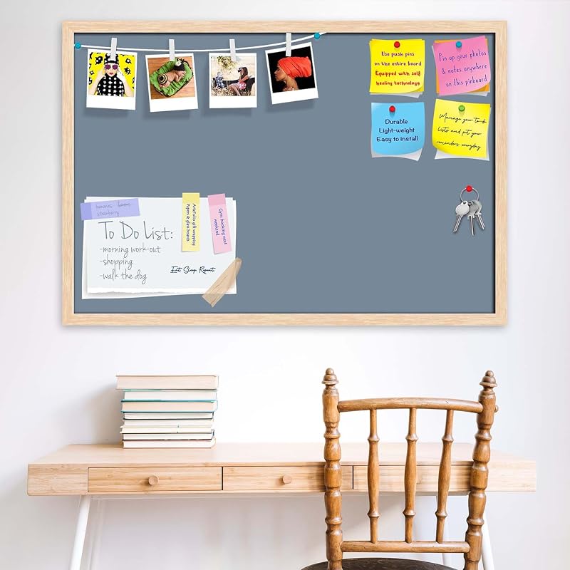 ArtzFolio Greys Family Light Slate Gray Colour | Bulletin Board Notice Pin Board | Vision Soft Board Combo with Thumb Pu