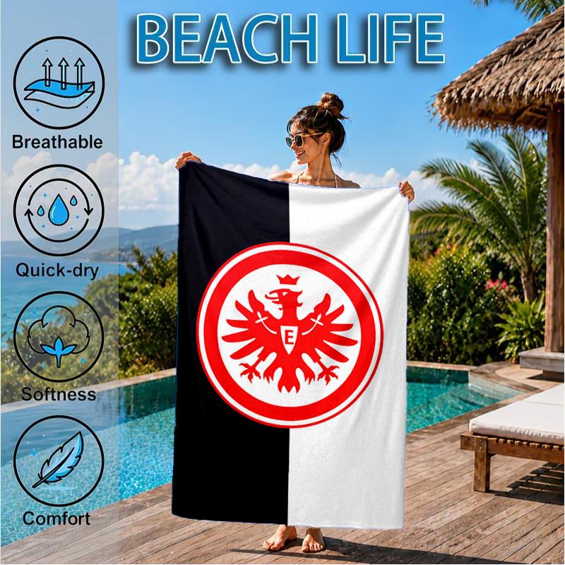 Eintracht Frankfurt Crest Beach Towel, Quick-drying, Easy To Care For, Suitable for Both Fitness and Beach Vacations,Sports Essential