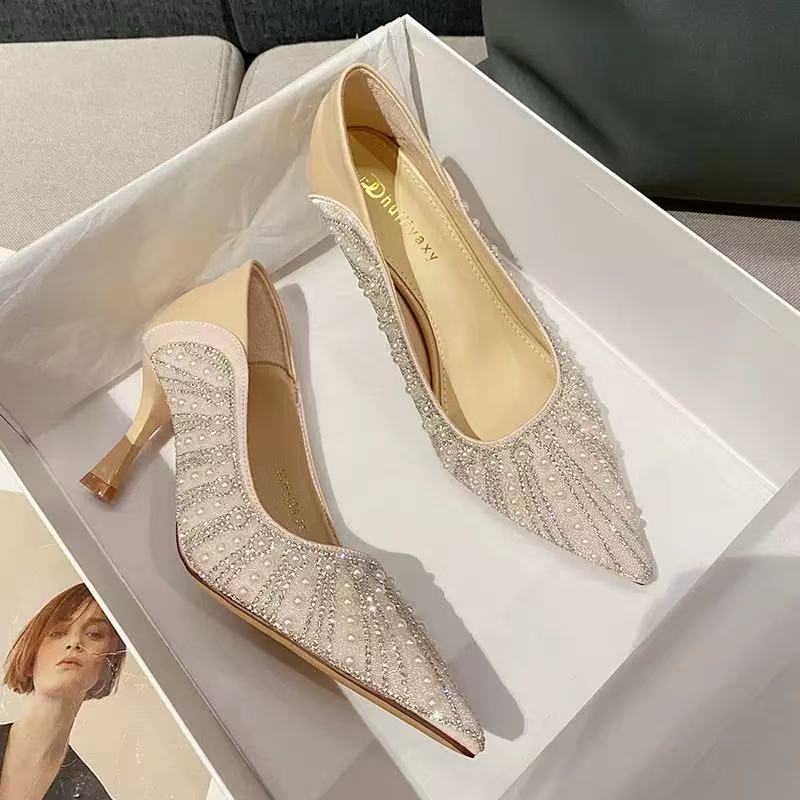 Luxury Wedding Shoes for Bridal Crystal Elegant Pointed Toe Thin High Heel Sexy Women's Party Shoe Designer Shoes for Women Pump