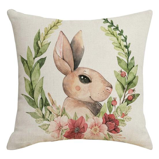 45x45CM Easter Pillow Case Bunny Egg Flower Boot Reusable Holiday Decoration Sofa Bedroom Square Throw Pillow Cushion Cover Festival Gift