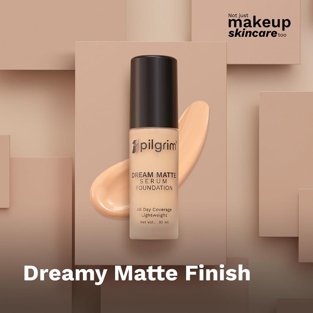 Pilgrim Medium Golden Beige Serum Liquid Foundation Matte Poreless 30 Ml Buildable Coverage