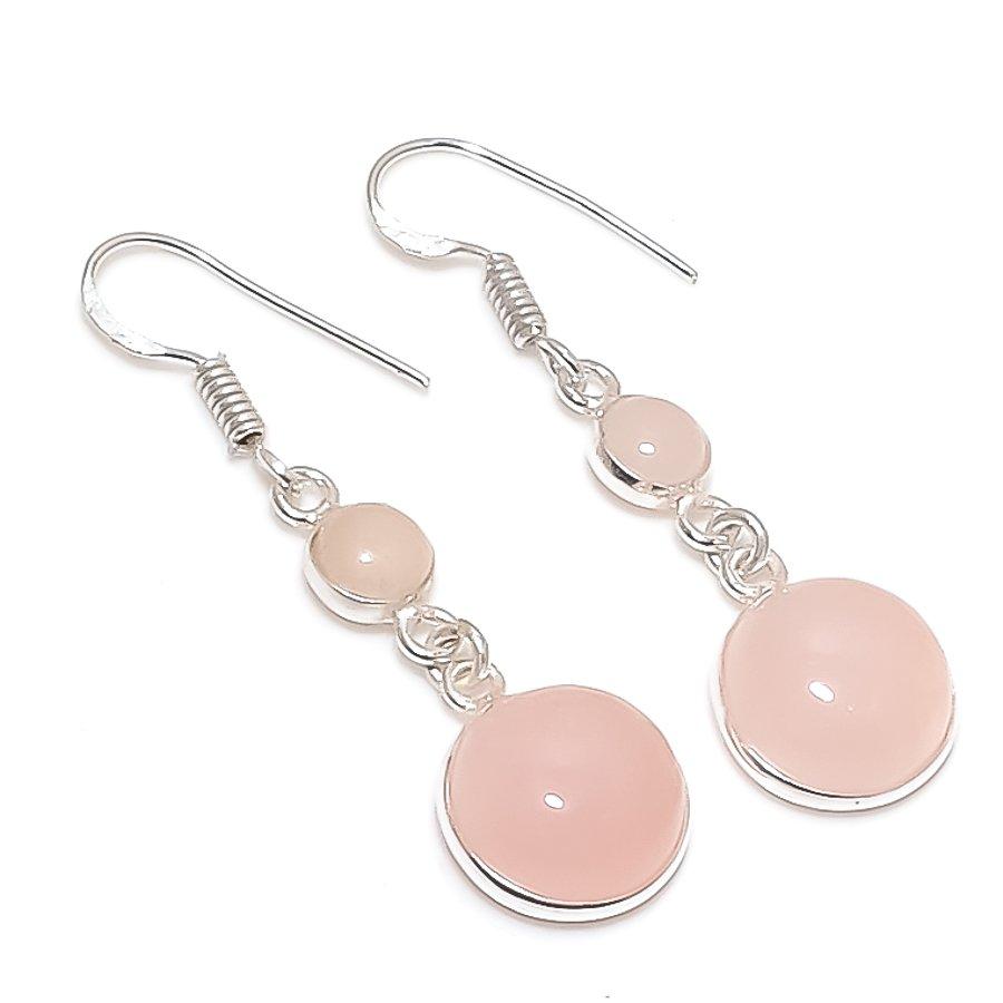 

Natural Rose Quartz Gemstone 925 Sterling Silver Jewelry Earring 1.77 c8a43