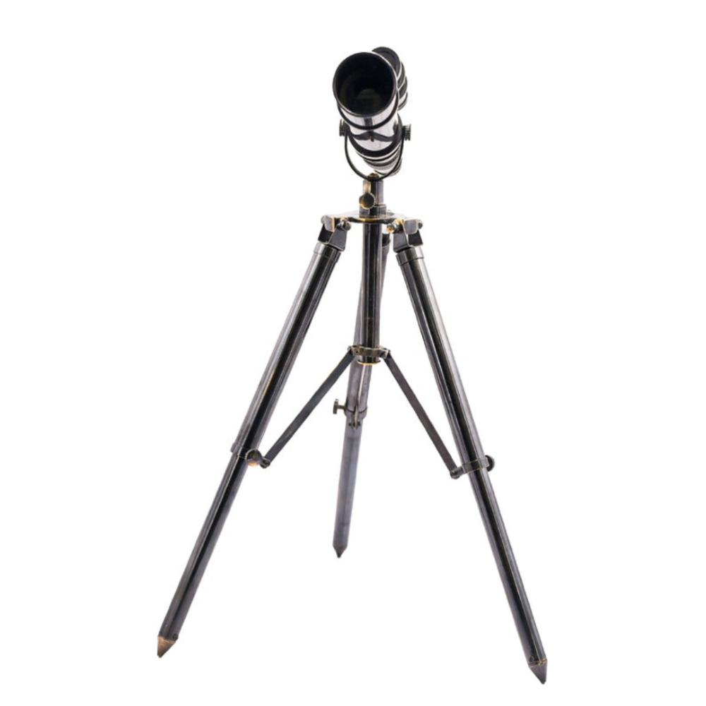 Mosazný dvouhlavňový dalekohled se stativovým stojanem – starožitný námořní pracovní dalekohled, délka 35 cm
