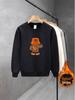 Men's Winter Velvet-Thickened Round Neck Pullover Hoodie, Loose Fit, Long Sleeve, Trendy American Casual Top