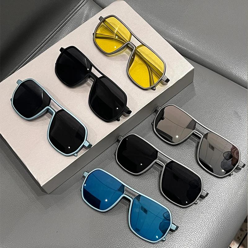 Popular Square Sunglasses Men New Fashion Vintage Double Bridge Shades Women Trendy Brand Design Mirror Sun Glasses
