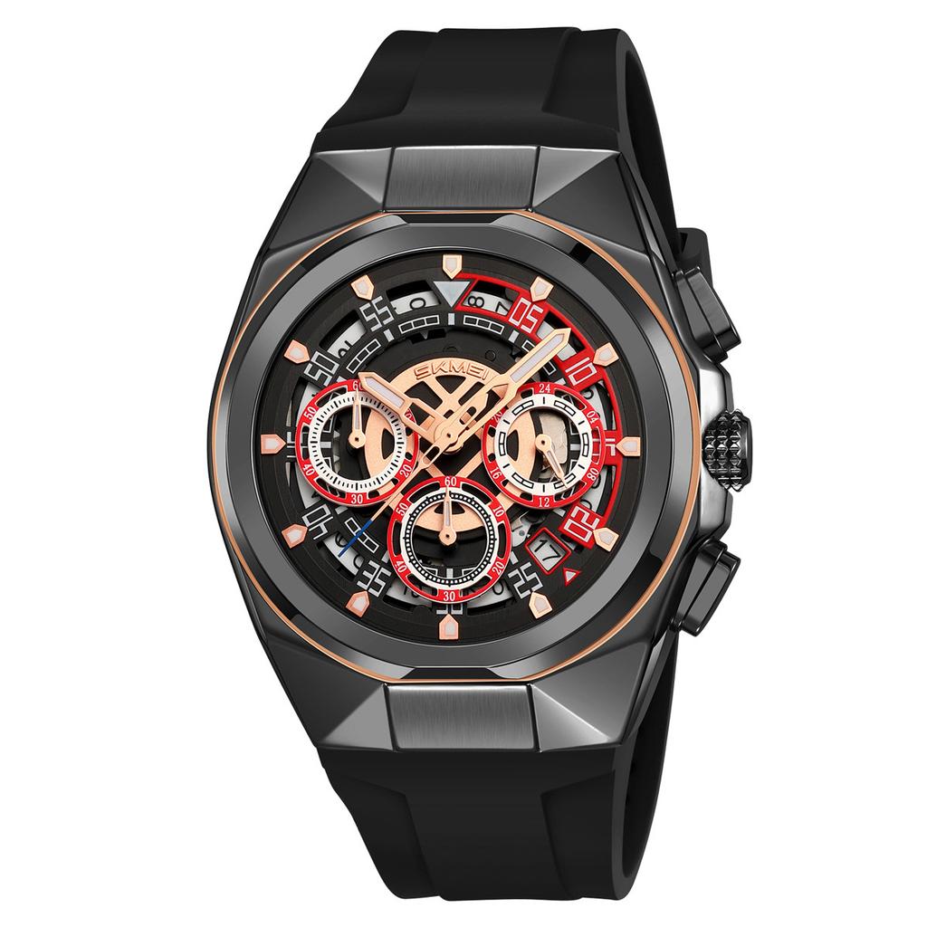 Men's Watch Calendar Chronograph Multifunctional Quartz Watch Hollow Dial Waterproof Luminous Watch Merchant