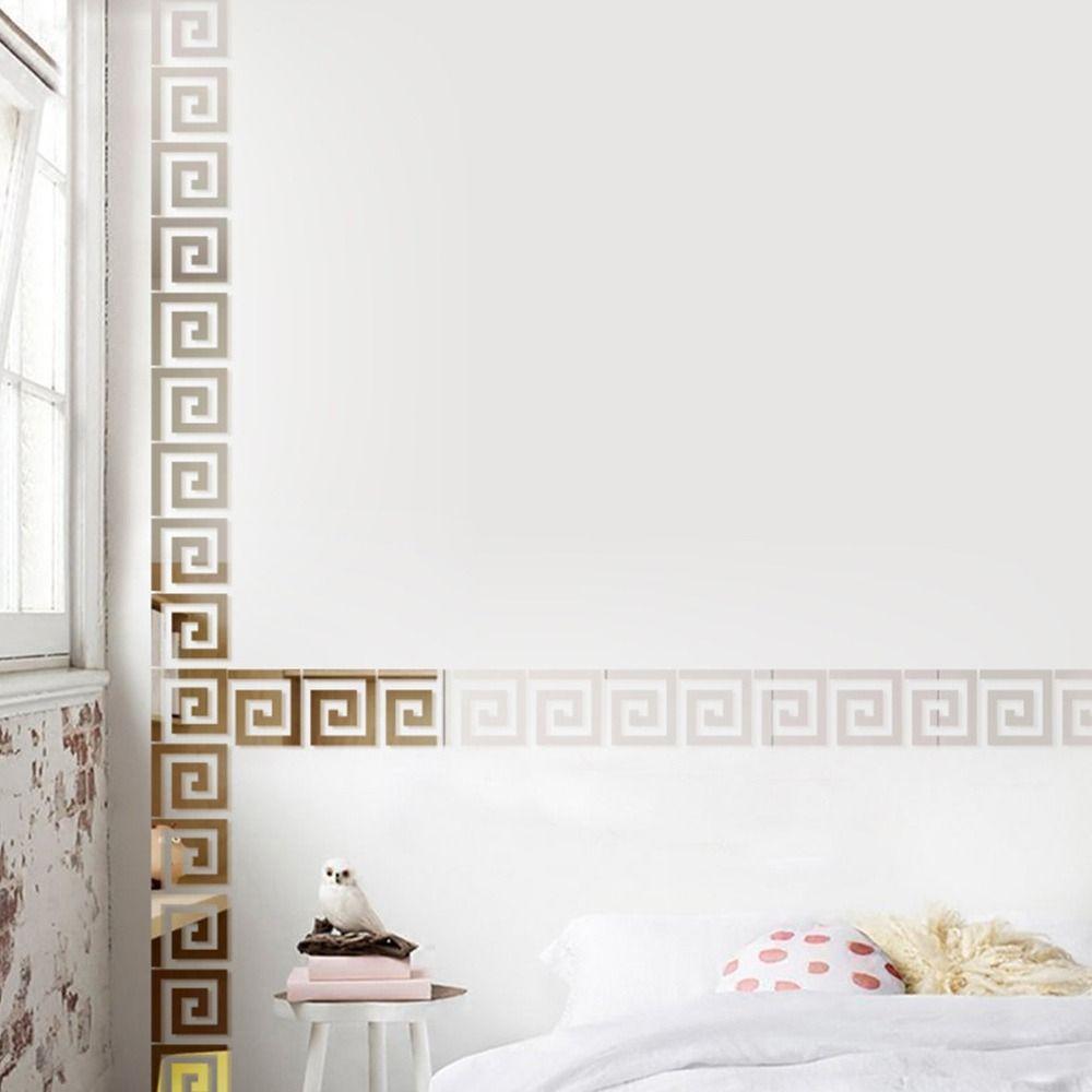 10pcs Self-Adhesive DIY Wall Sticker 3D Mirror Acrylic Mirror Sticker Corner Line  DIY Project