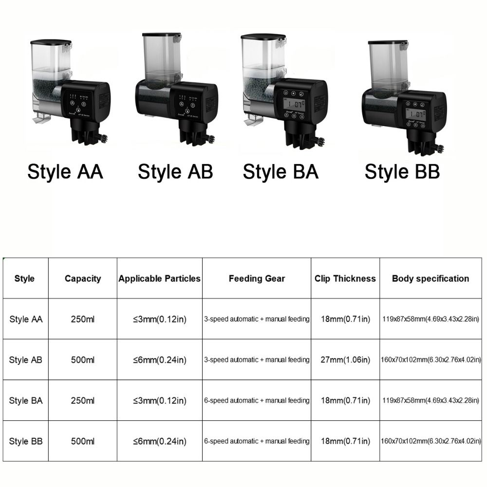 250ML/500M Intelligent Automatic Feeder Digital Display Screen Automatic Fish Feeder Home