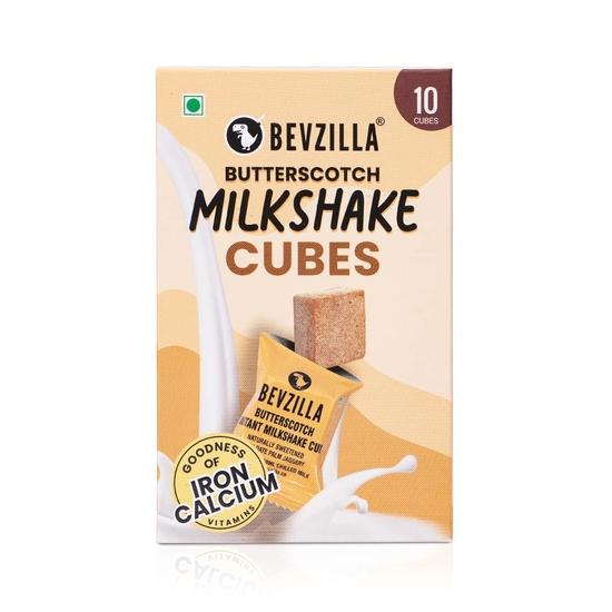 Bevzilla Butterscotch Instant Milkshake 10 Cubes Pack with Organic Date Palm Jaggery, Zero Refined Sugar, No Preservatives, Drop Stir & Enjoy
