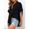 2025 Summer Women's Casual Solid Color Button Short Sleeve Shirt