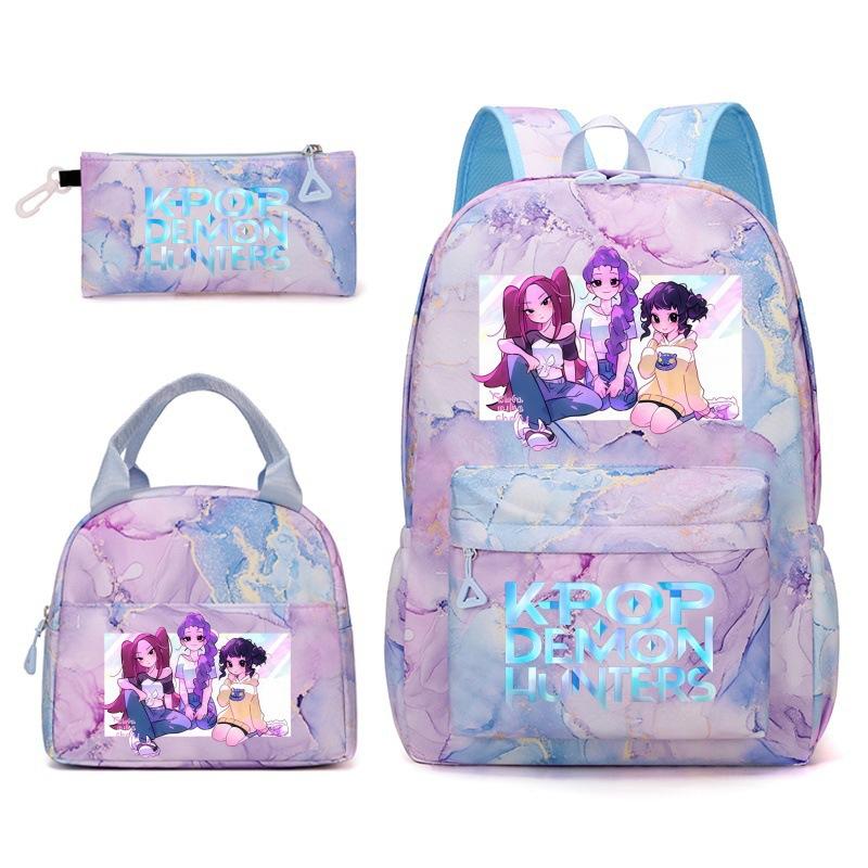 KPop Demon Hunters Student Backpack Crossbody Bag Casual Pencil Case Set of 3 Fashion Trendy Unisex