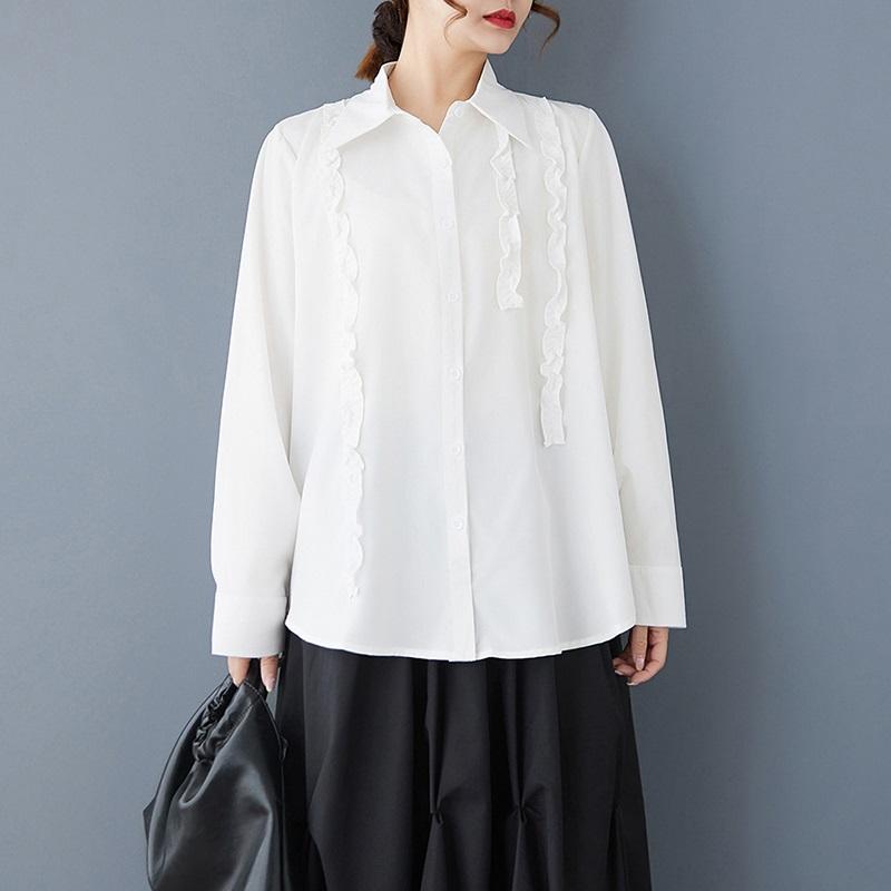 Long Sleeve Plus Size Cotton Vintage Shirts & Blouses for Blouse Casual Loose Spring Autumn Tops Women Button Up Shirt