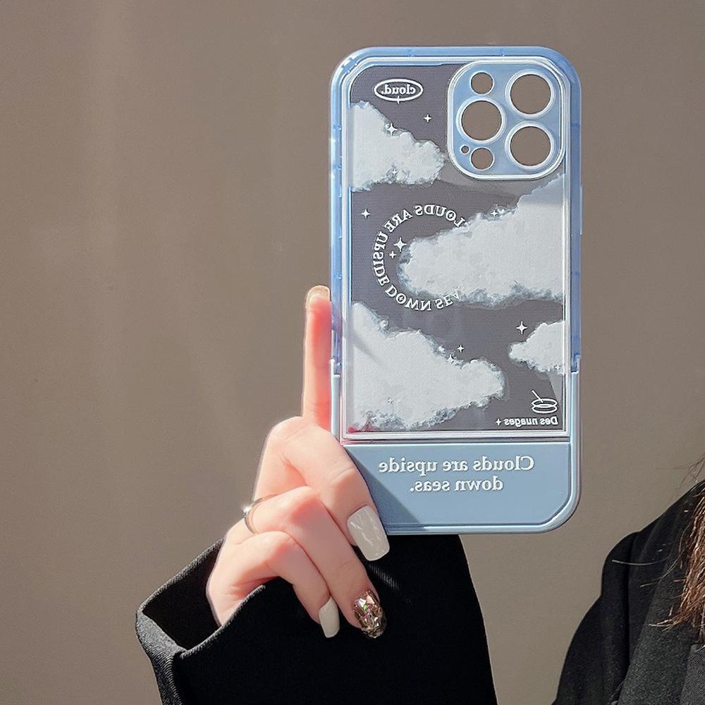 Clear Sky Bracket Phone Case For Iphone 13 12 11 Pro Xs Max X Xr 7 8 Plus Se2 Se3 Soft Silicone Stand Holder Cover Funda