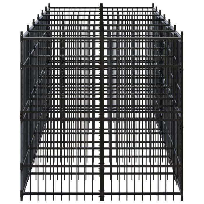 VidaXL Outdoor Dog Kennel Steel 11.06 M², Black