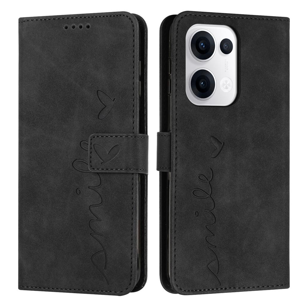 For Oppo Reno13 5G (Global) Case Viewing Stand PU Leather Phone Cover Imprinted Heart Pattern