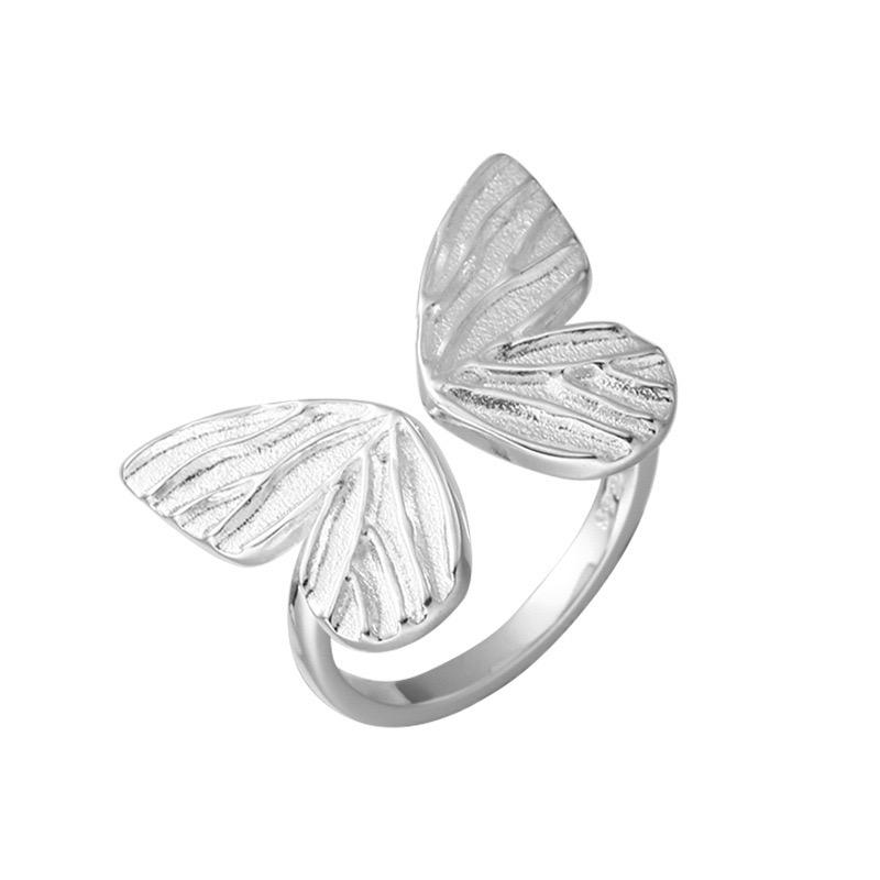 BF CLUB 925 Sterling Rings for Women Simple Geometric Handmade Irregular Retro Ring Butterfly LeafNew Fashion Party