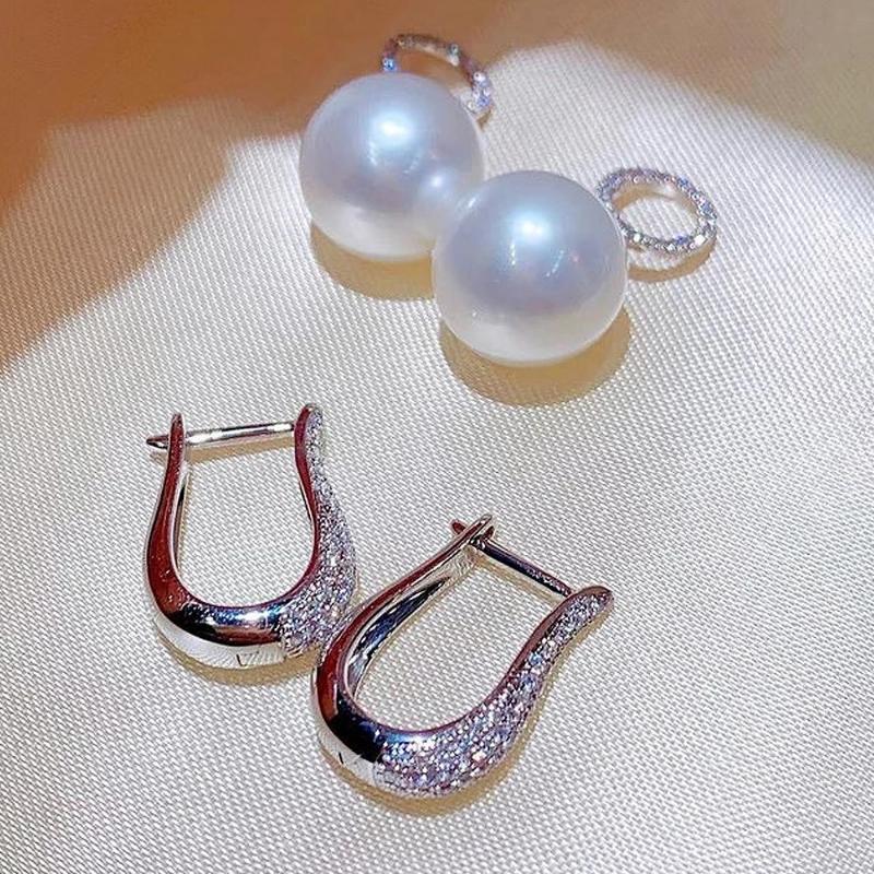 Trend Imitation Pearl Dangle Earring for Women Luxury copper Color Bling Cubic Zirconia Fashion Elegant Women Jewelry