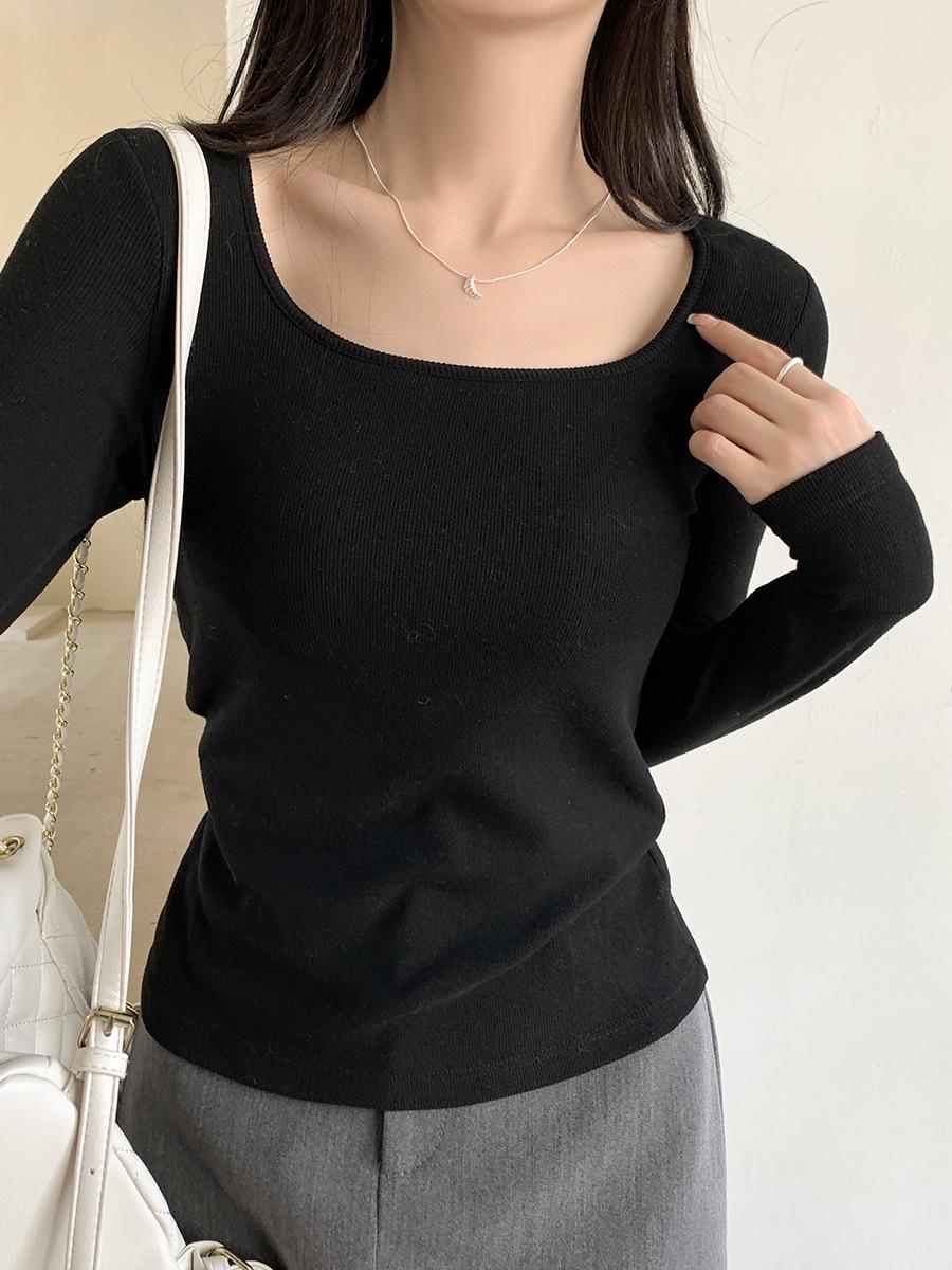 

Белый высококачественный бархатный теплый топ с длинными рукавами для женщин, осенне-зимний новый приталенный и шикарный топ XL