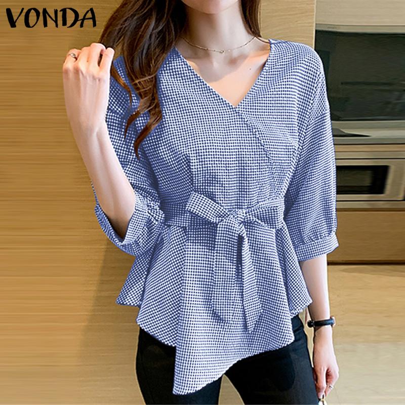 

VONDA Клетчатые топы с V-образным вырезом