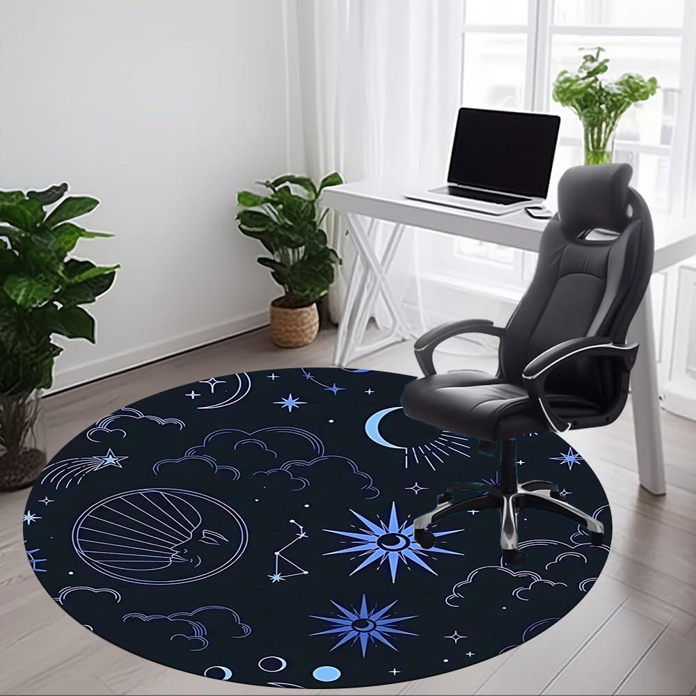 1pc Celestial Patterns Chair Carpet for Office Non-Slip, Machine Washable Rug for Office, Room - Polyester, Machine Made yy251029171