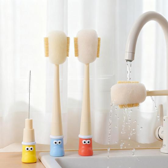 5 in 1 360 Degree Flexible Silicone Cup Brush Cartoon Boot Shape Long Handle Design Bottle Brush Cleaning Tool