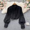 Design Crochet Temperament Long Sleeve Shirt Top Autumn Women's Loose Shirt