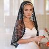 Elegant Lace Bridal Veils With Embroidery Flower Tulle Mantilla Women Church Shawl Wrap For Wedding And Special Occasion