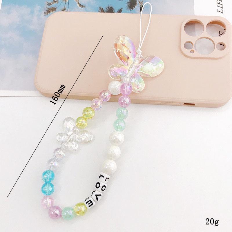 Pearl Bow Beaded Mobile Phone Lanyard Keychain Pendant Accessory