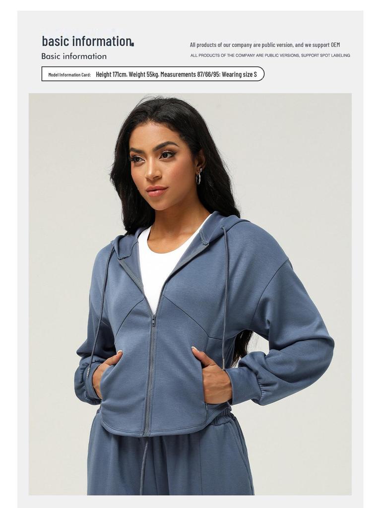 Damen Kapuzen-Reißverschluss-Cardigan: Herbst/Winter Sportlicher Casual-Pullover mit Taschen