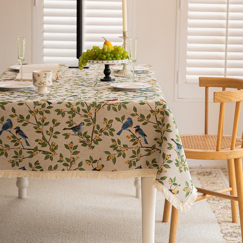 Thick Cotton Linen Tablecloth American Retro Bohemian Ethnic Geometric Jacquard Dining Table Cover