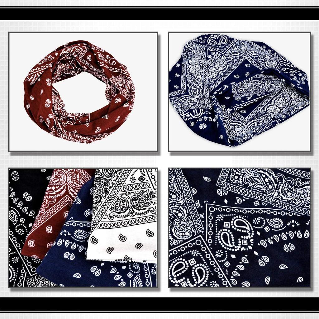 WHITE FANG Knit Hat Paisley Pattern Hat Knit Cap 2way CA040 Men's Women's (01 Black)