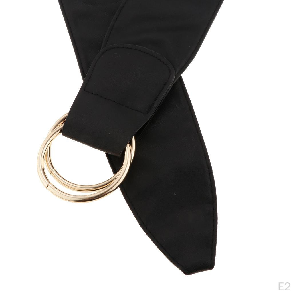 Retro Boho Style PU Leather Waist Belt Band Women Girls Decorative Double Round Buckle Waistband