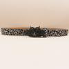 Women's Men's Oversized Belt Leopard Print Rhinestones Embellished Rivets Accent Western Girdle for Hip Hop Event