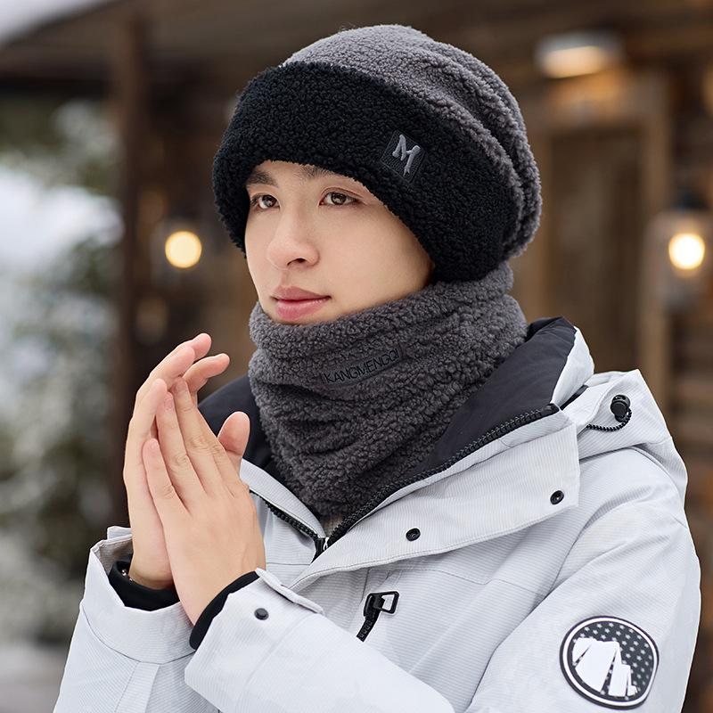Men s 2024 Velvet Thick Neck Gaiter & Balaclava: Windproof, Warm Ear Protection for Autumn/Winter Neck Gaiter [Single Piece]