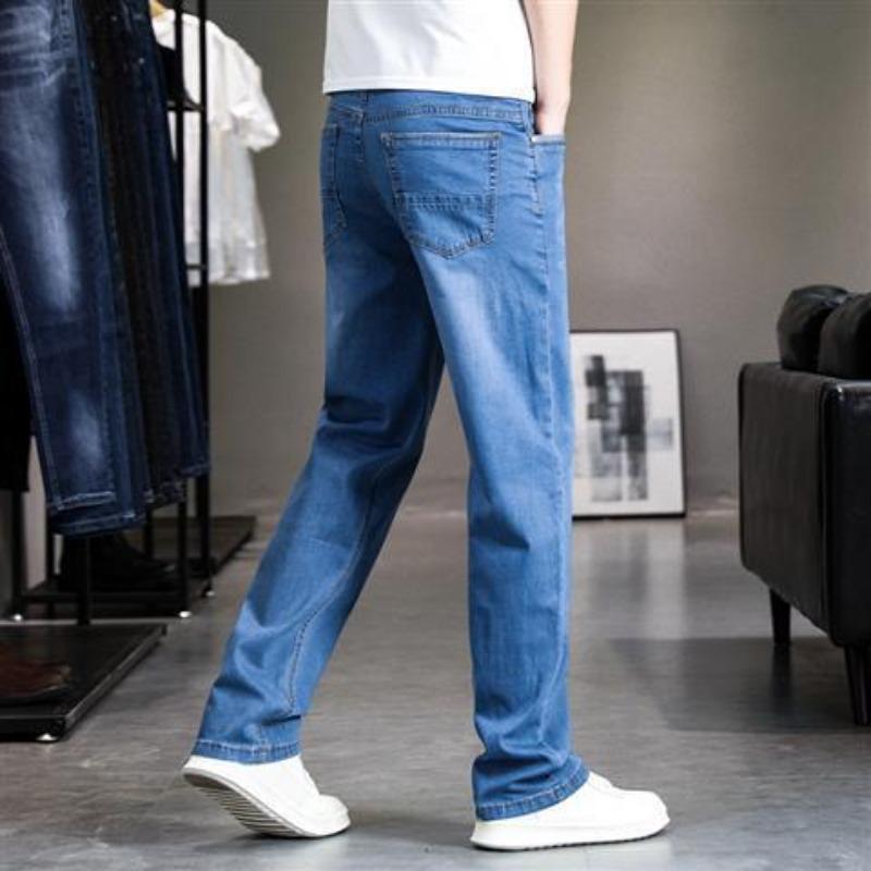 

Мужские новые модные тонкие прямые повседневные джинсовые брюки, мягкие удобные мужские брюки 30 синий