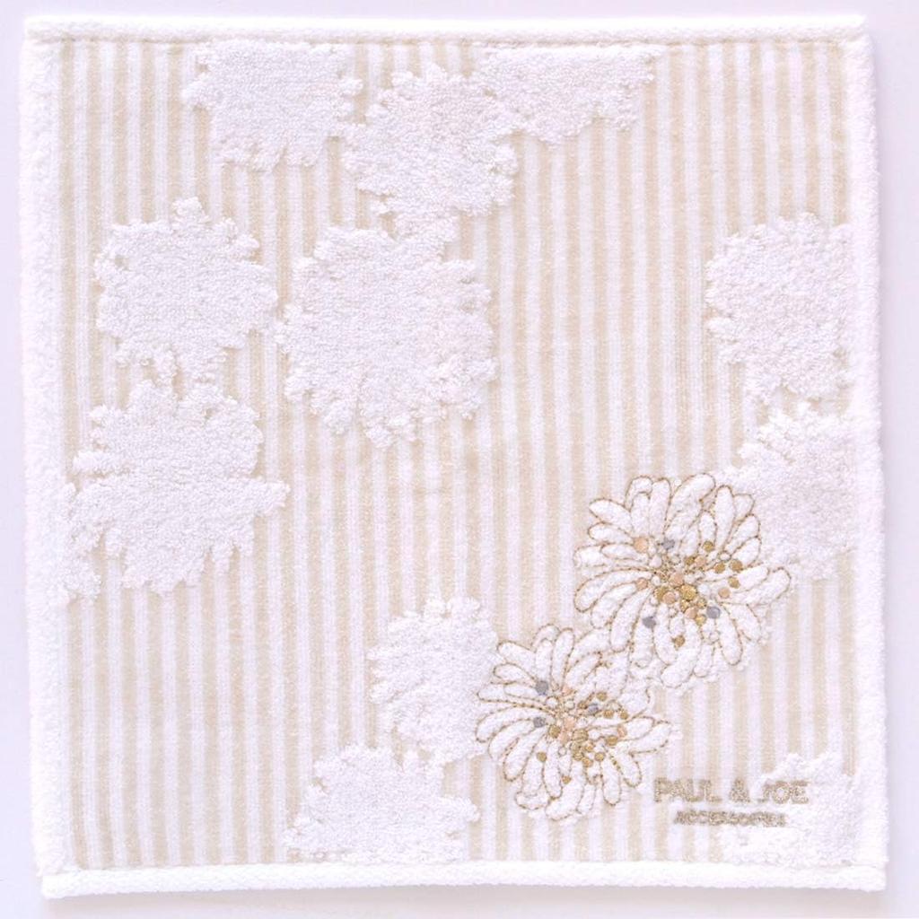 Paul Joe Chrysanthemum Stripe Handkerchief Hand [PAUL&JOE ACCESSOIRES] & & (Ivory) Women's Towel, Approx. 25cm, 000287-0006-03