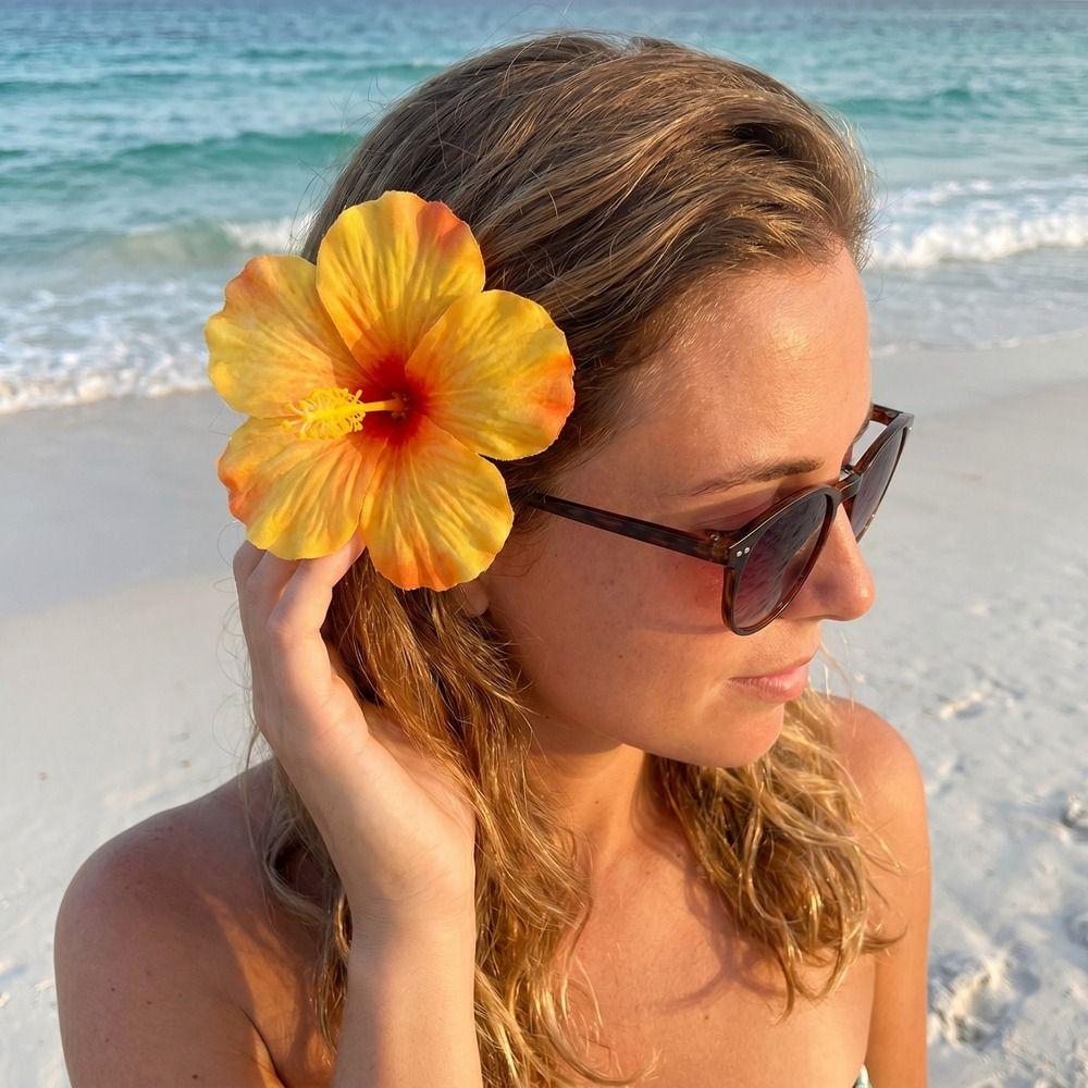 Cloth Hibiscus Flower Hairpin Bangs Clip Bohemian Style Hair Clip  Headdress